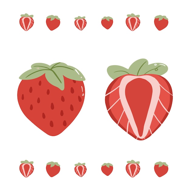 Hand drawn Strawberry Doodles vector