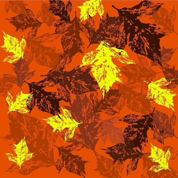 Hand drawn stroke orange leaves illustration background seamless pattern texture