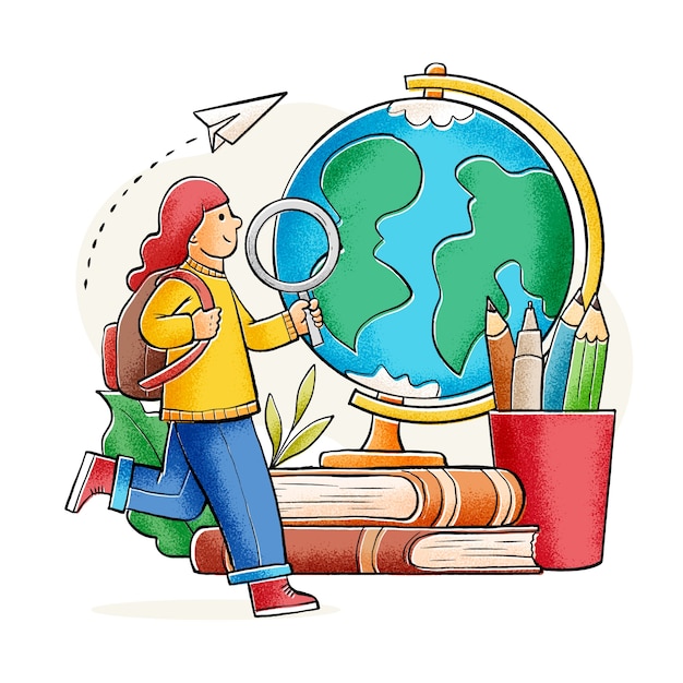 Vector hand drawn study abroad illustration