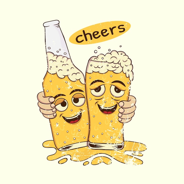 Hand Drawn style beer tshirt Premiun Vector