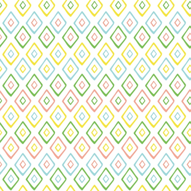 Hand drawn style geometric seamless pattern in sunny brignt colors
