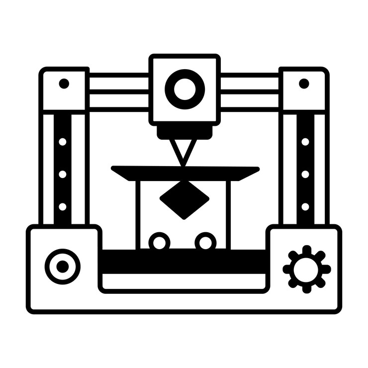Vector a hand drawn style icon of 3d printer