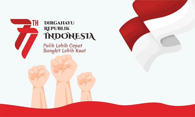 Piatto del giorno dell'indipendenza dell'indonesia in stile disegnato a mano