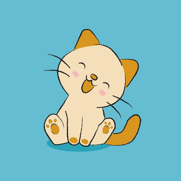手描きのスタイルの笑顔の猫
