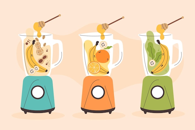 Hand drawn style smoothies in blender glass