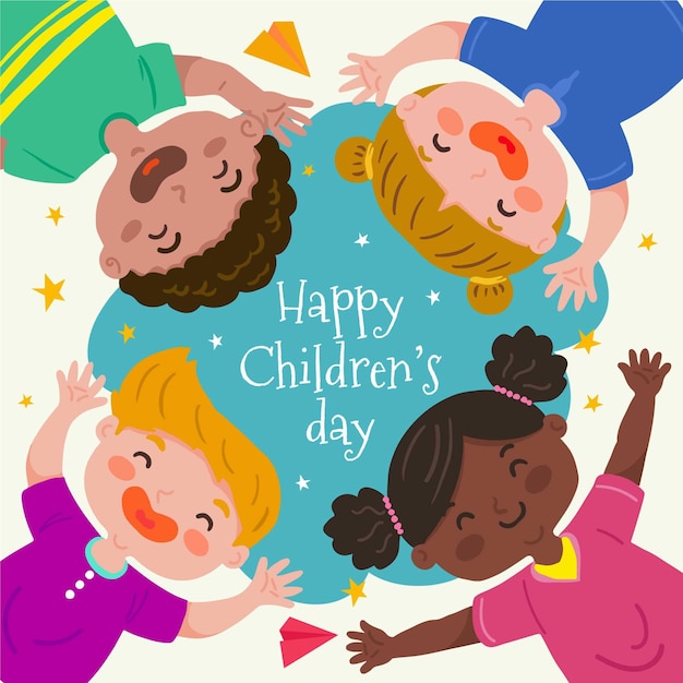 Vector hand drawn style world children's day event