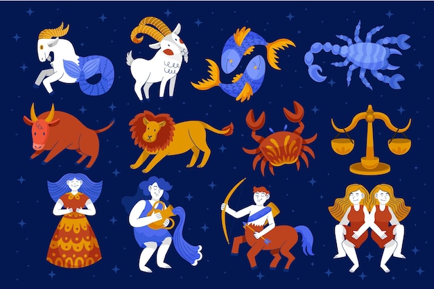 Accumulazione del segno zodiacale stile disegnato a mano