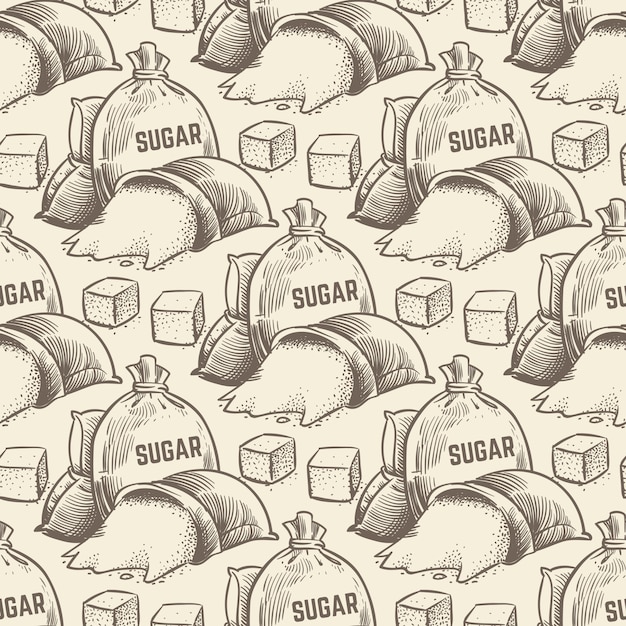 Hand drawn sugar  in sepia colors