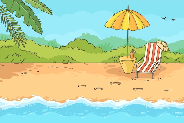 Vector hand drawn summer background for videocalls