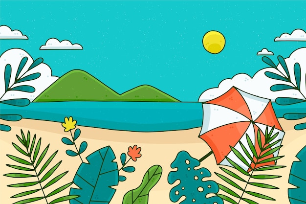 Vector hand drawn summer background for videocalls