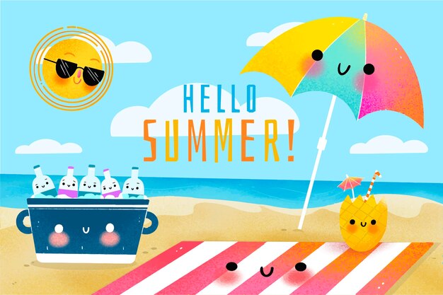 Vector hand drawn summer background