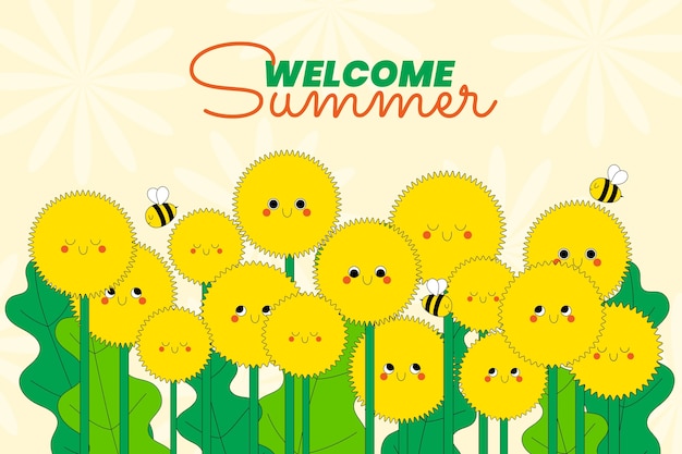 Vector hand drawn summer background