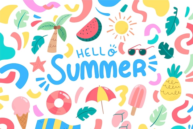 Vector hand drawn summer background