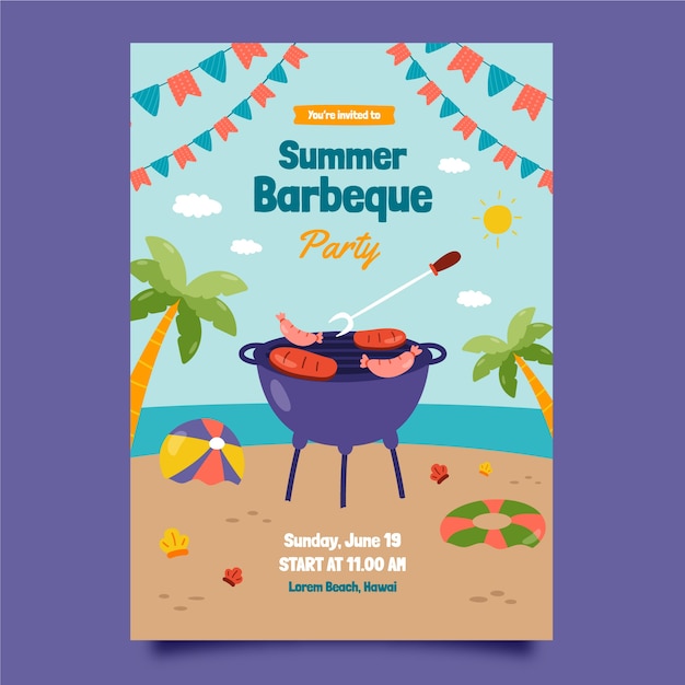 Hand drawn summer bbq invitation party