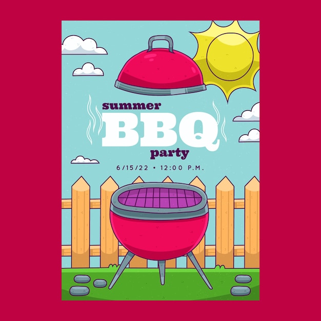 Vector hand drawn summer bbq invitation