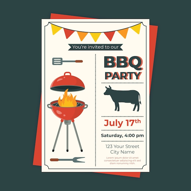 Vector hand drawn summer bbq invitation