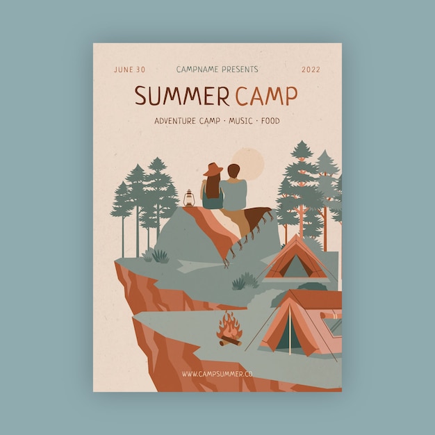 Hand drawn summer camp poster