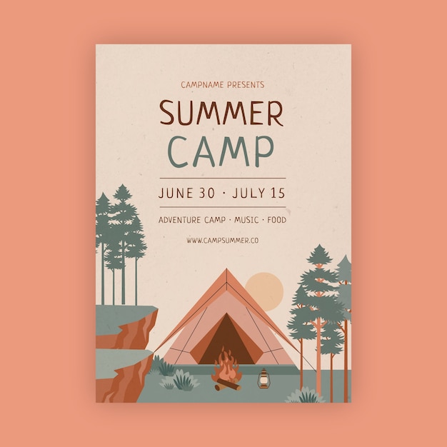 Vector hand drawn summer camp poster