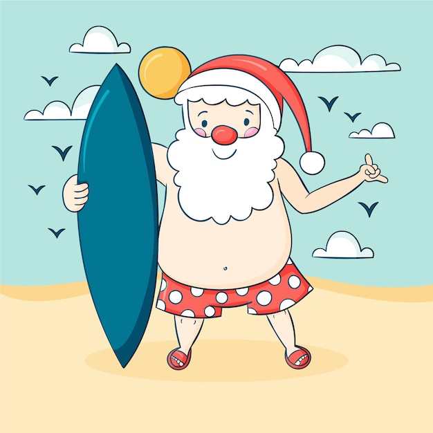 Vector hand drawn summer christmas illustration