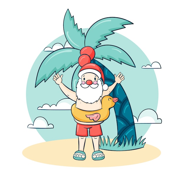 Vector hand drawn summer christmas illustration