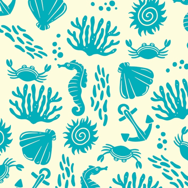 Vector hand drawn summer duotone pattern design