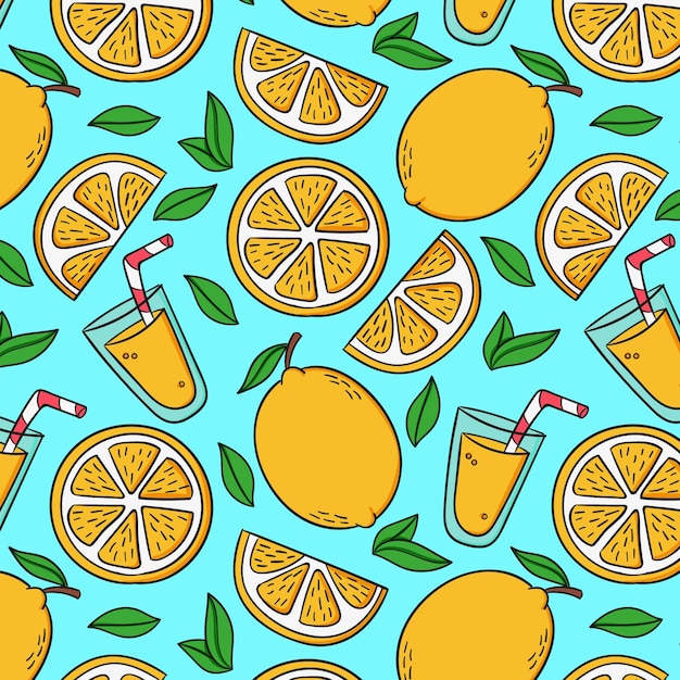 hand drawn summer elements pattern