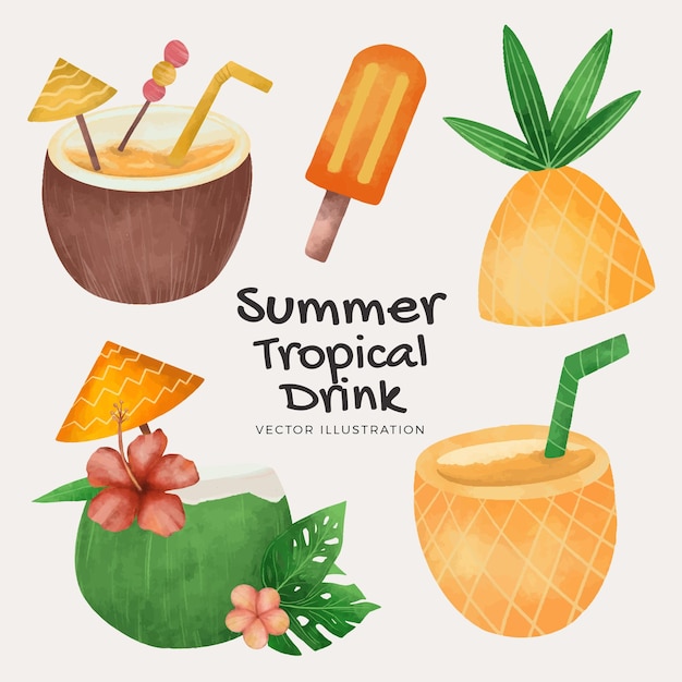 Hand drawn summer elements