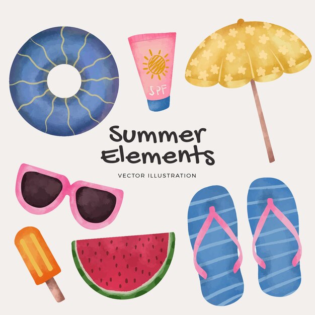 Hand drawn summer elements