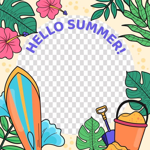 Hand drawn summer facebook frame