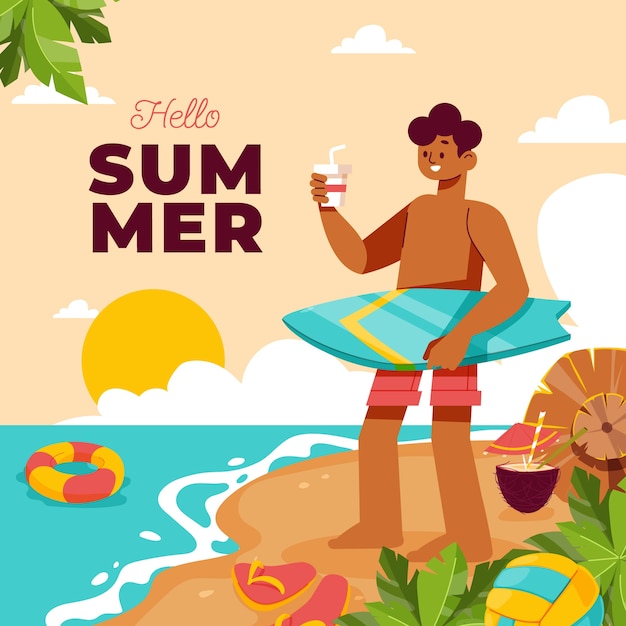 Vector hand drawn summer illustration