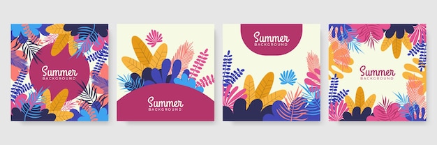 손으로 그린 여름 Instagram 게시물 또는 소셜 미디어 스토리 템플릿 컬렉션