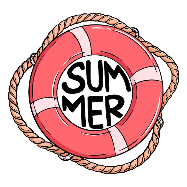 Hand drawn summer lifebuoy vector design