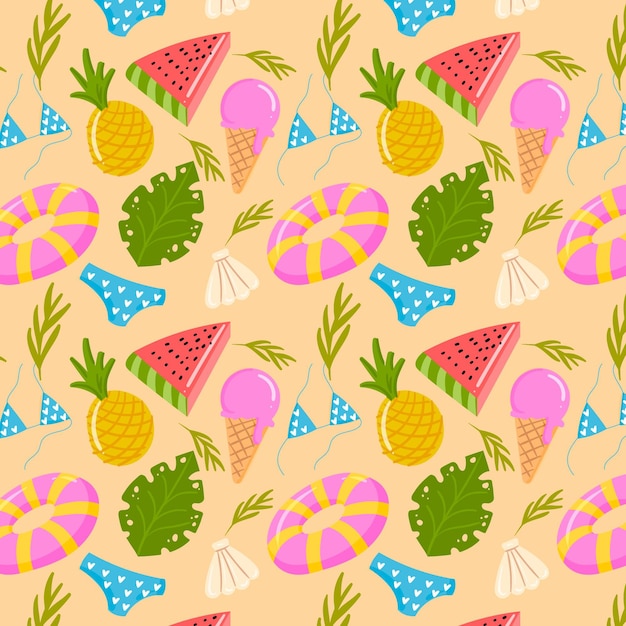 Hand drawn summer pattern