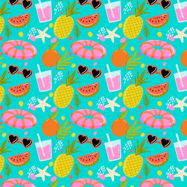 Hand drawn summer pattern