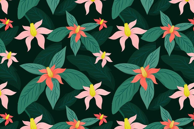 Vector hand drawn summer tropical pattern