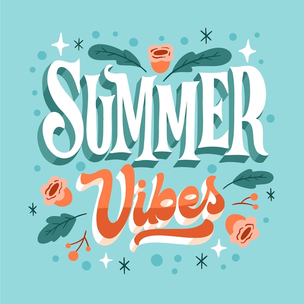 Vector hand drawn summer vibes lettering