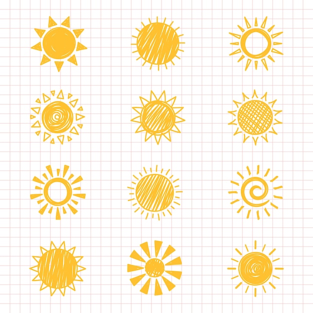 Vector hand drawn sun doodle illustration
