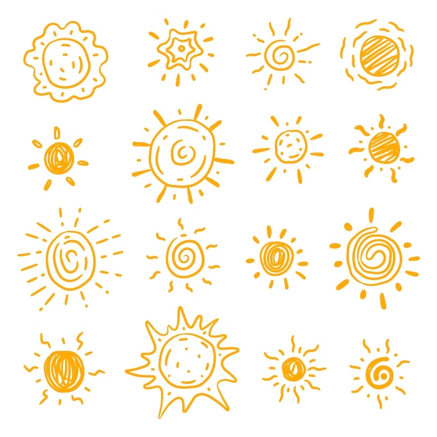 Hand drawn sun doodle illustration