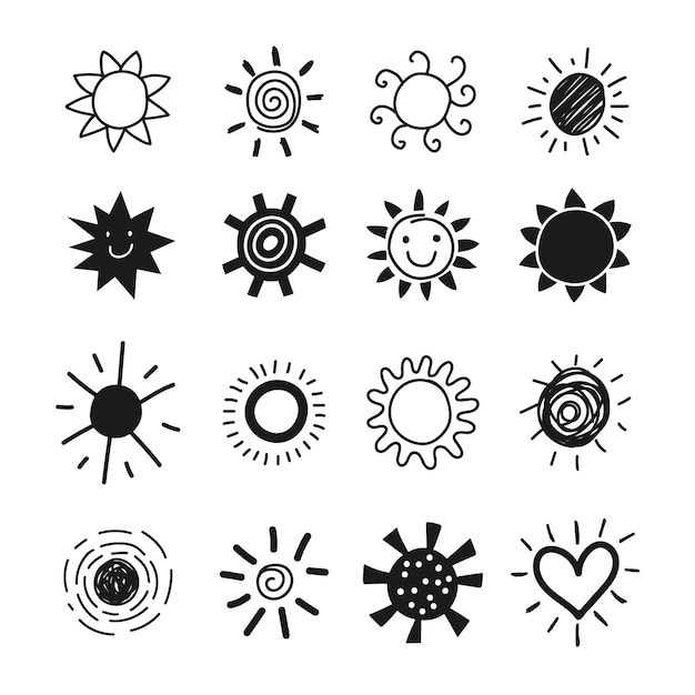 Vector hand drawn sun doodle illustration