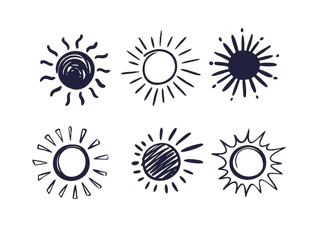 Vector hand drawn sun doodle illustration