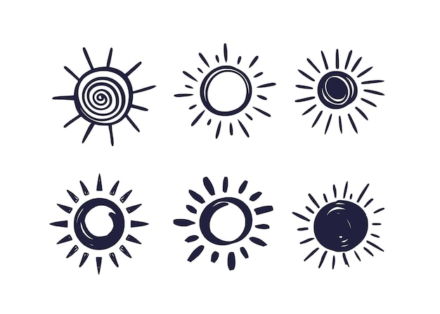 Vector hand drawn sun doodle illustration