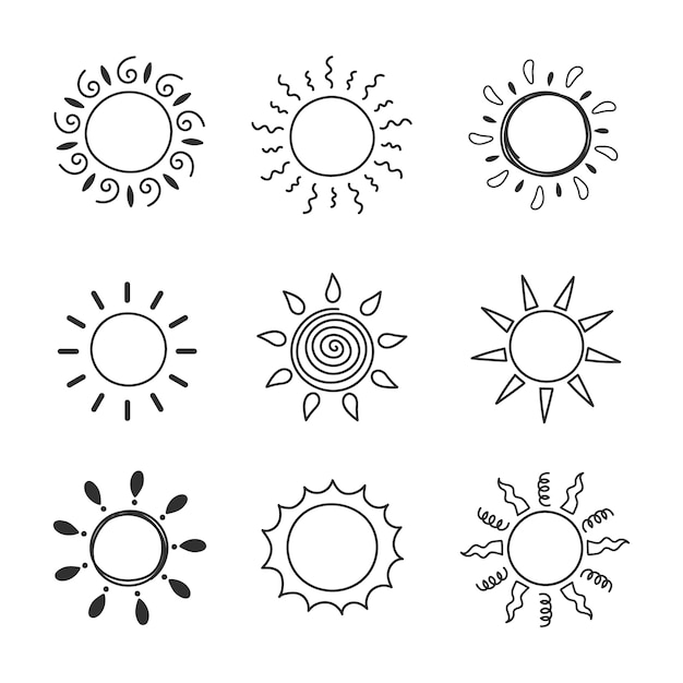 Vettore illustrazione disegnata a mano del doodle del sole