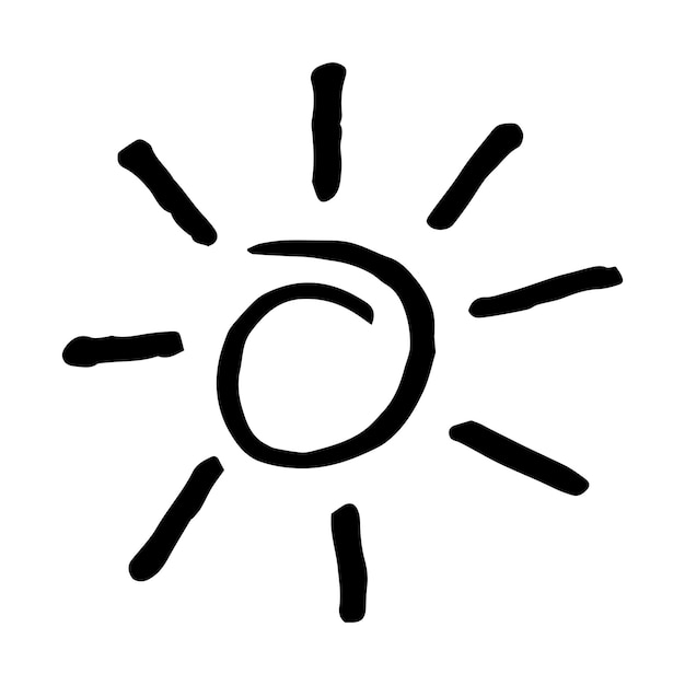 Hand drawn sun doodle vector illustration of sunburst cartoon