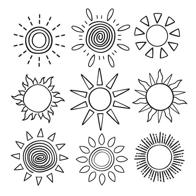 Vector hand drawn sun drawing illustration