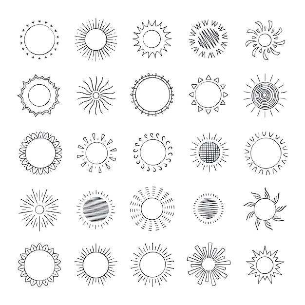 Vector hand drawn sun drawing illustration