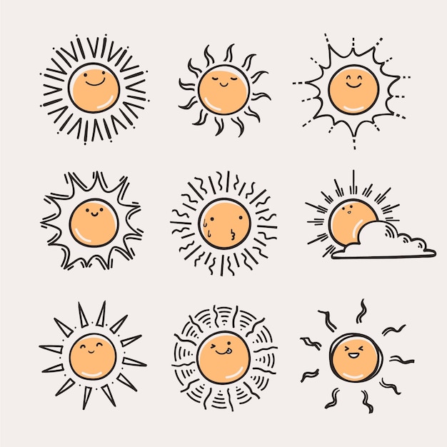 Vector hand drawn sun drawing illustration