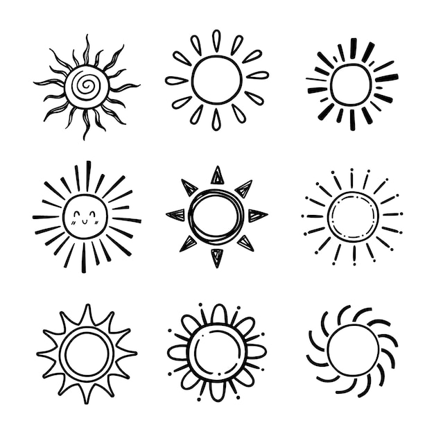 Vector hand drawn sun drawing illustration