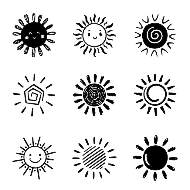 Vector hand drawn sun drawing illustration