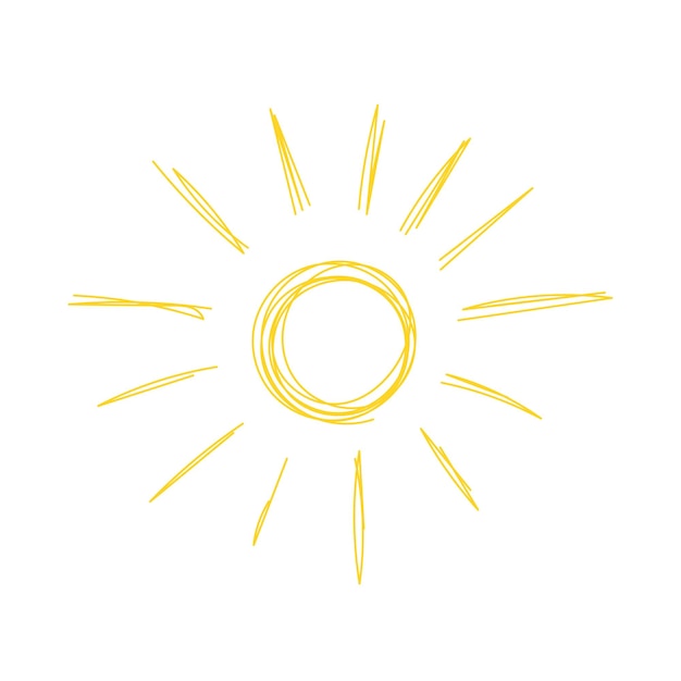 Hand drawn Sun icon vector isolated on white background Sunset and Sunrise icon Sun Shine Ray