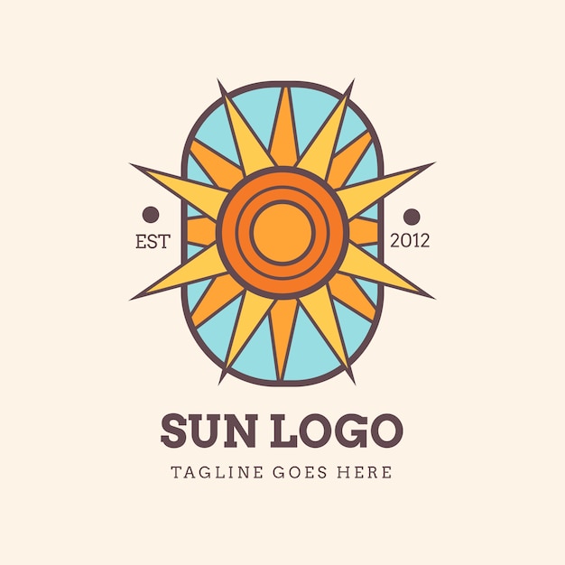 Disegno del logo del sole disegnato a mano